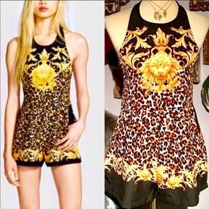 MINKPINK Golden Lion Leona Leopard Short Romper Medium